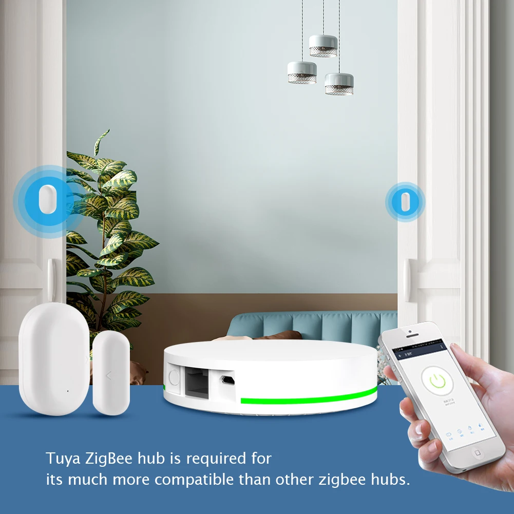 Tuya ZigBee Smart Window Door Gate Sensor Detector Smart Home Security Alarm System Smart Life Tuya App Control 2MQTT Setup