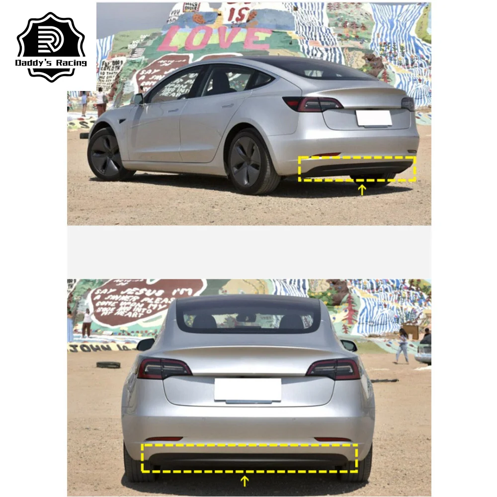 Real Carbon Fiber Rear Bumper Diffuser Fit For 2016-2019 Model 3 Rear Bumper Lip Diffuser 3 Pcs