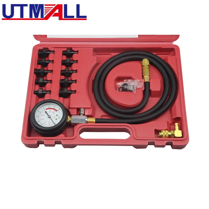 Full System Automotive Engine Oil Pressure Test Kit Tester Car Garage Tool 0-140PSI Low Oil Warning Devices