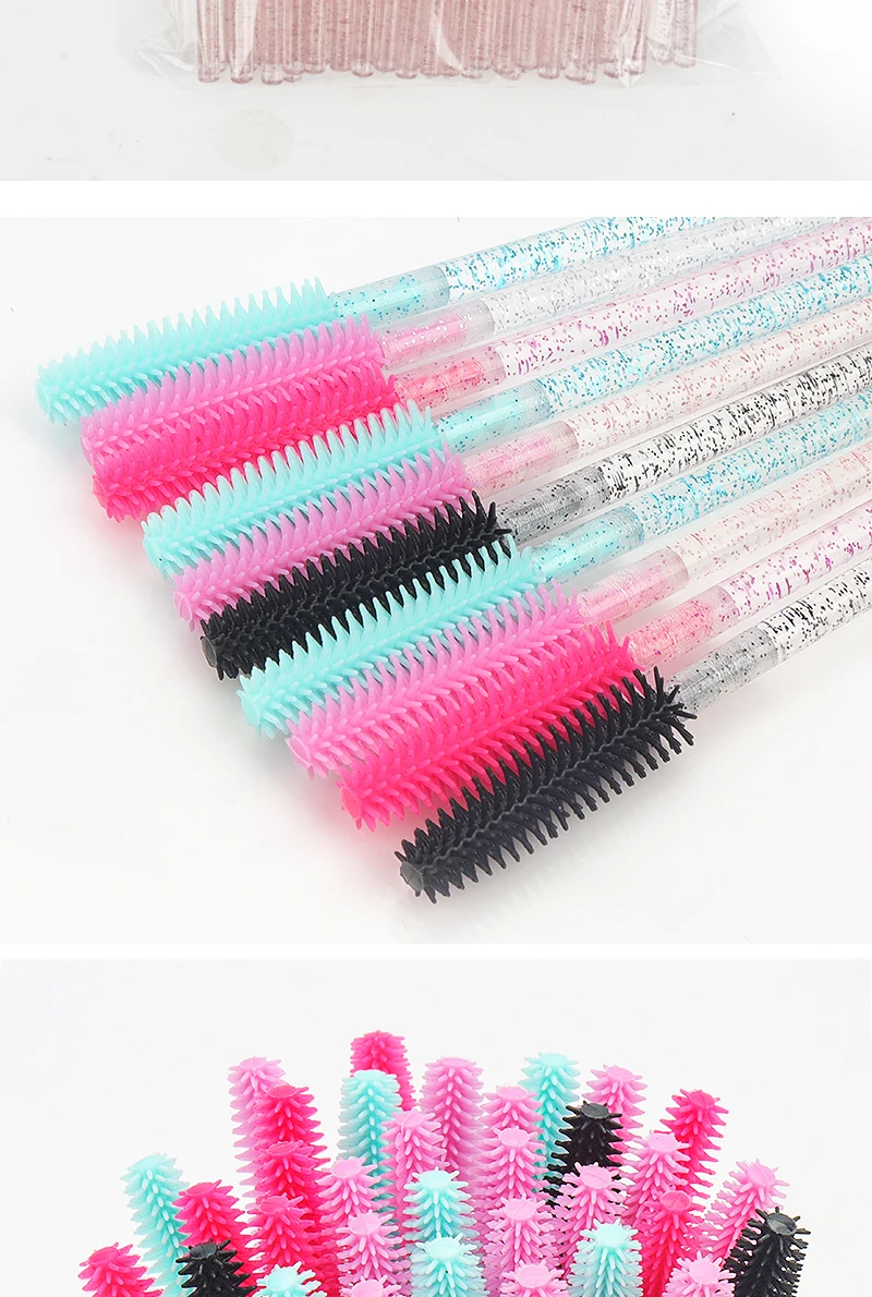 50 Stück Silikon Kristall Mascara Wands Applikator Einweg Diamant Wimpern Pinsel Kamm für Frauen Schönheit Make-up Pinsel Werkzeuge – Detail 9