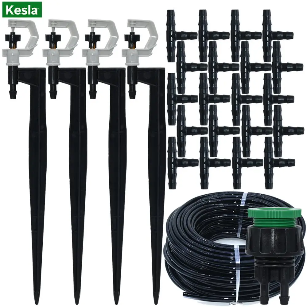 

KESLA 20-50PCS Garden Sprinklers 360 Degrees Rotating Watering Nozzle on 20cm Stake for 1/4Inch 4/7mm Hose Greenhouse Flowers