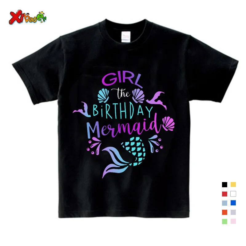 Birthday Shirt for Family Girl T Shirt Mermaid DAD Sister Kids Girls Clothing Children Clothes Matching Mother Daughter Clothes