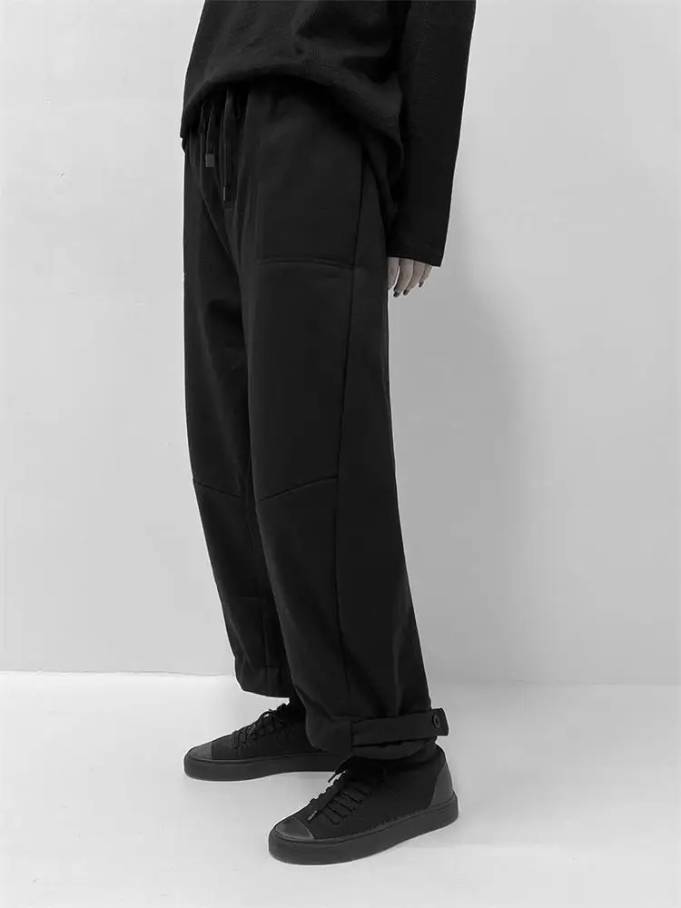 Men's New Dark Loose Straight Tube Drawstring Pants Fashion Youth Trend Large Size Loose Casual Pants