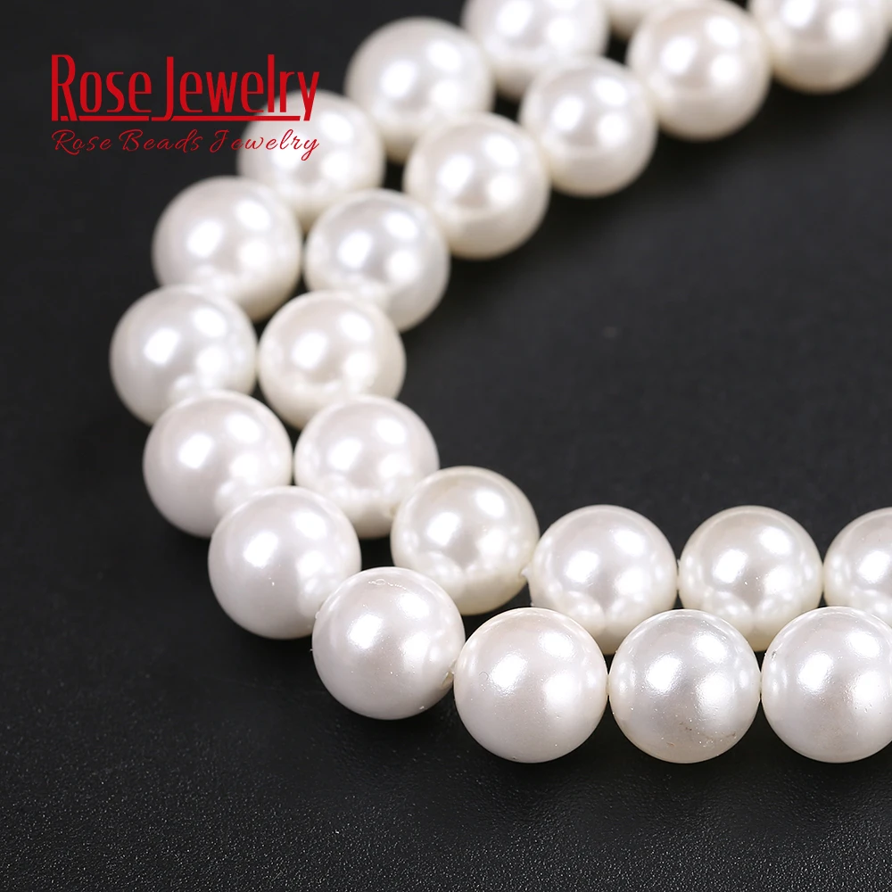 Natural Shell Pearl Powder Round Loose Beads 2 3 4 5 6 8 10 12 14 16 MM Size for Jewelry Making DIY Bracelet Necklace