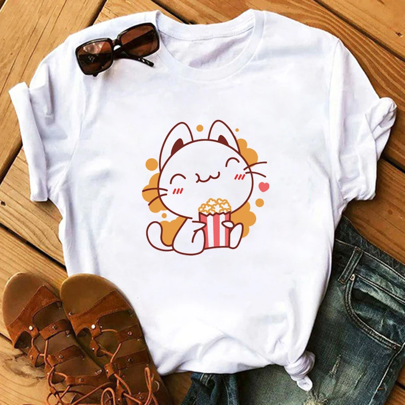 Cute Panda T Shirts Women fashion Graphic Tees Fashion Milk Tea Printed Women Tops Funny Vintage Casual Female Tshirt