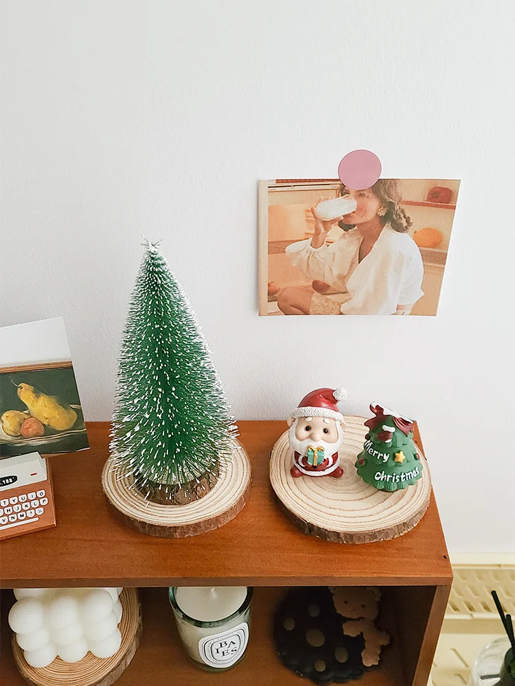 Log ประจำปีแหวน Coaster Pine ชิปเทียนหอมเบาะสไตล์ Retro Photo Props ตกแต่ง Desktop Home เครื่องประดับ