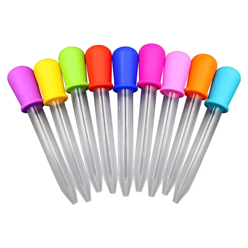 Safe Silicone 5ml Clear Silicone Baby Medicine Feeder Dropper Graduated Pipette Liquid Food Dropper School Lab Supplies