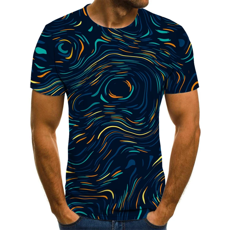 New Style Colorful Element Men's T-shirt 3D Print Fashion Casual Men's Clothing O-neck Short Sleeve Breathable Elastic Top