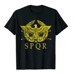 S.P.Q.R. T-Shirt Streetwear Ancient Rome SPQR złote Logo śmieszne męskie T-shirty rekreacyjne T-Shirt bawełniany Street