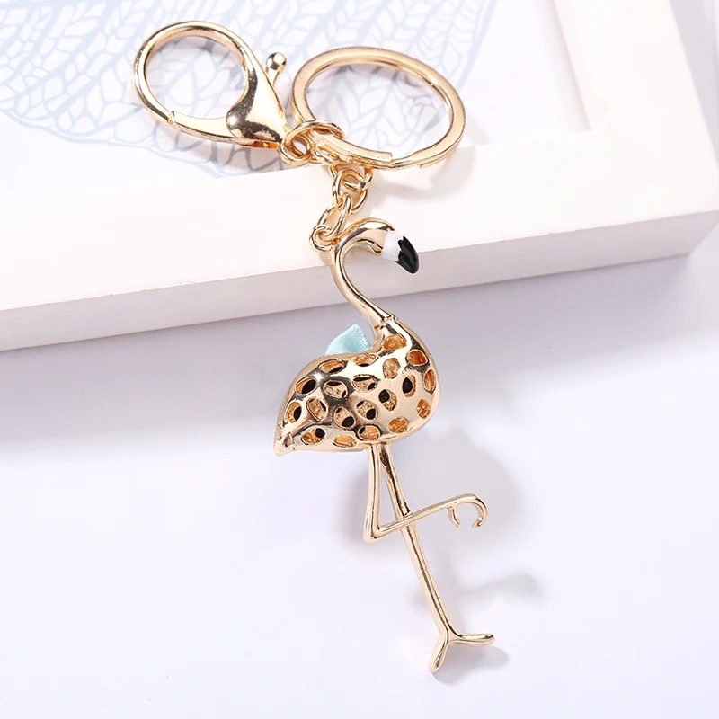 XDPQ Fashion Bag Pendant Cute Metal Flamingo Dan Keychain Holiday Commemorative Gift Car Key Decoration