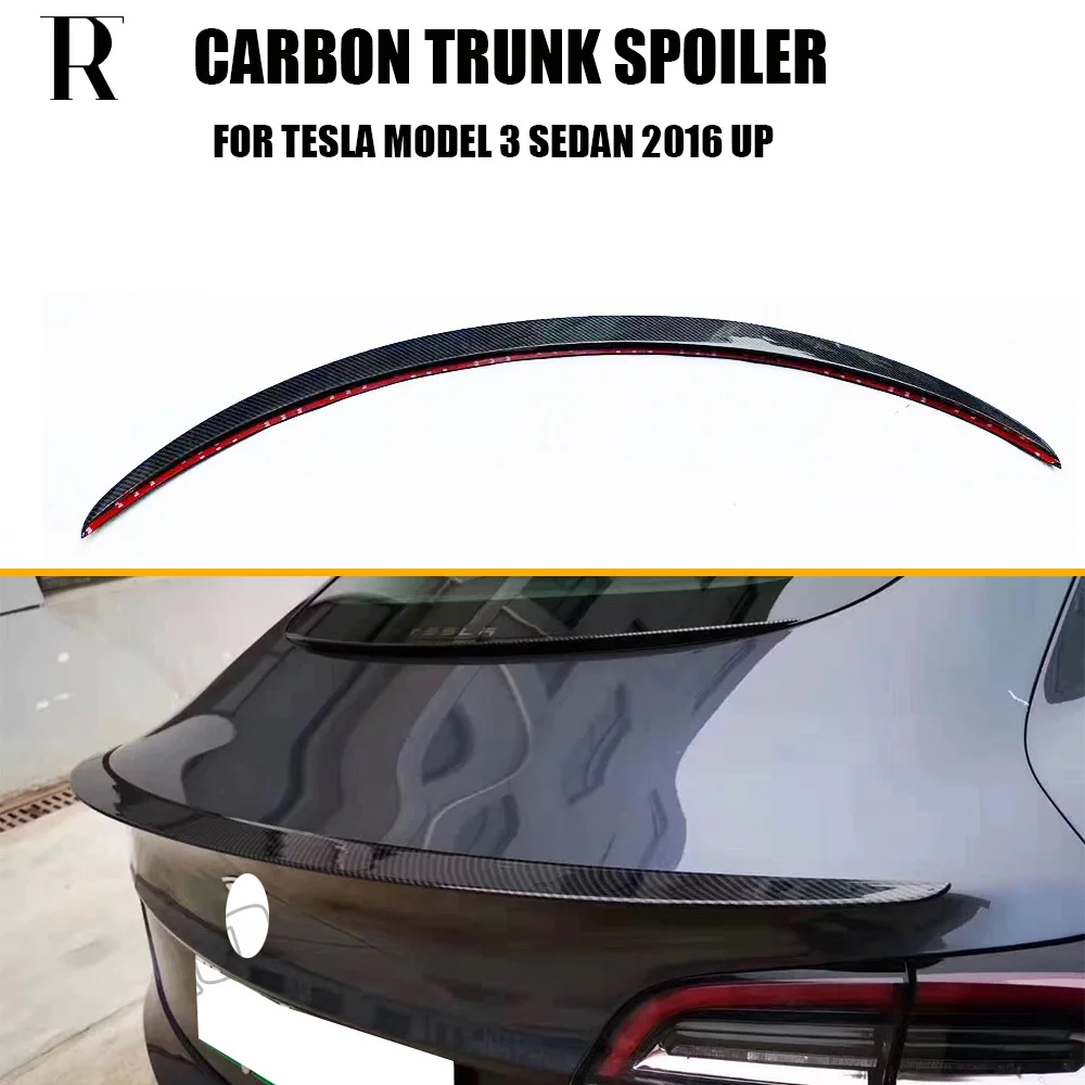 P Styling Real Carbon Fiber Rear Trunk Wing Spoiler for Tesla Model 3 2017 UP