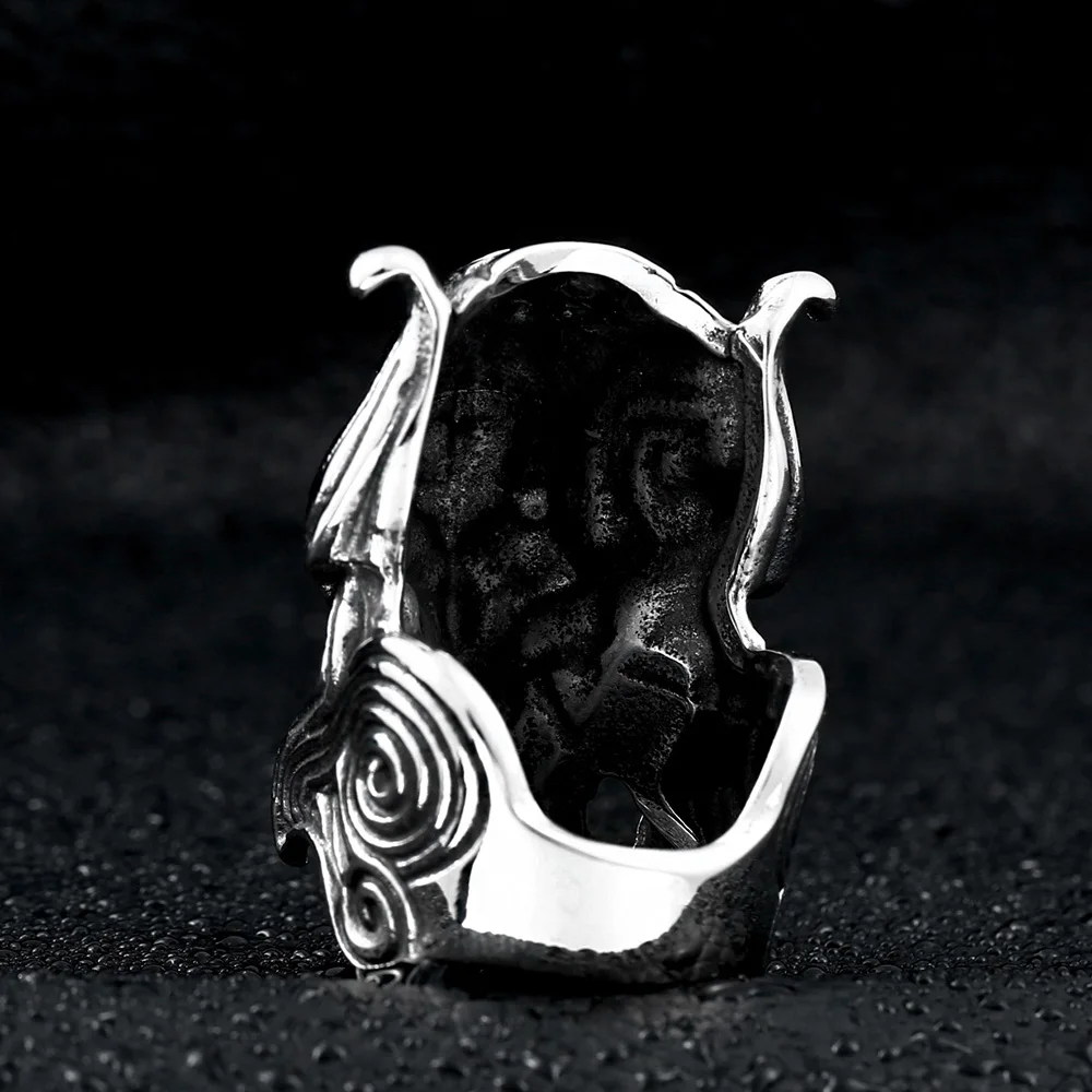 BEIER Cool Big Punk Stainless Steel Unique War Skull Head Ring  For Man With red eye High Quality BR8-336