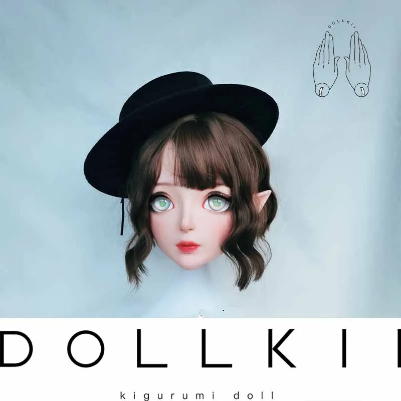 (DOLLKII-F) Top Quality Handmade Female Girl Resin Half Head Cosplay Japanese Role Play BJD Kigurumi Mask Crossdresser Doll Mask