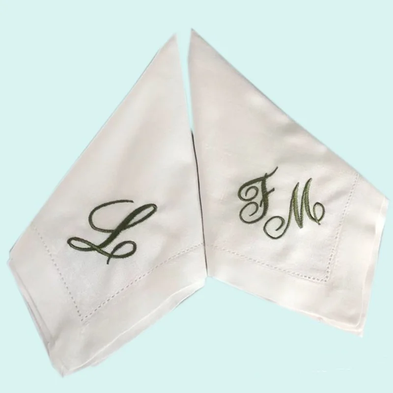 Table Napkin Cloth Napkins Embroidery Wedding Cotton Napkins For Plates Decorative Table Cloth 45x45CM Letter Customizable Gift