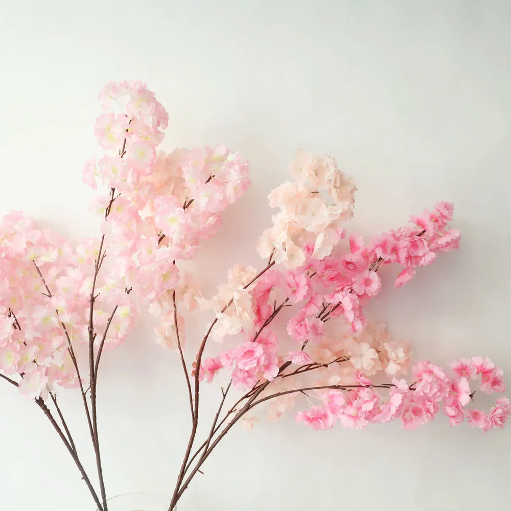 105cm Cherry Blossom Single Artificial Flower Branch For Home Decoration Wedding Party Fake Flower Wall Wreath Accessories