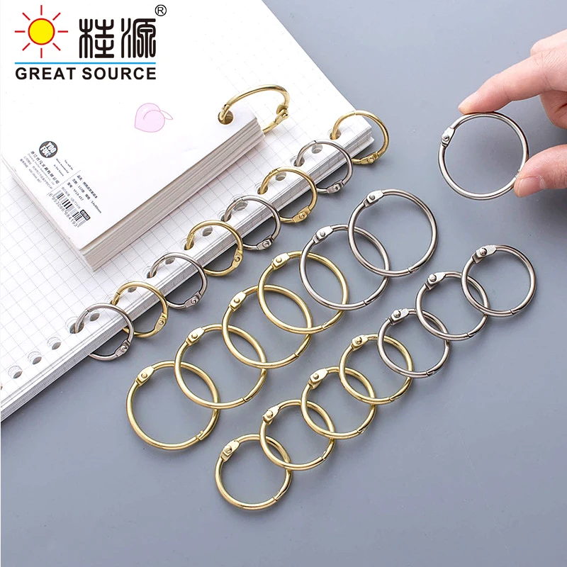 MQQ Golden Metal Ring Binder 20-32mm DIY Albums Loose-leaf Book Hoops Opening Silvery Office Supplie Photo Album (40 boxes)