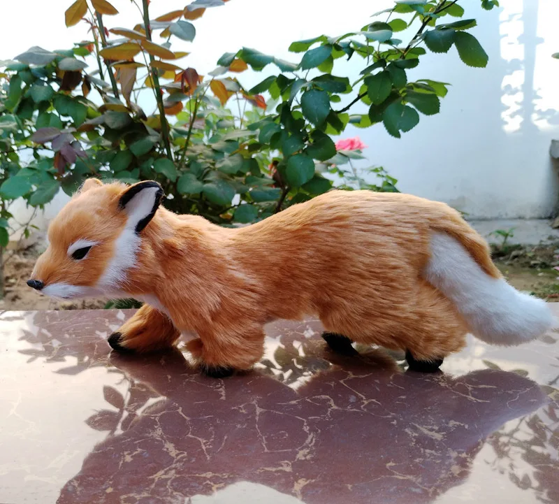 

polyethylene&artificial furs fox about 26x10cm lifelike brown fox toy hard model prop home decoration Xmas gift b0195