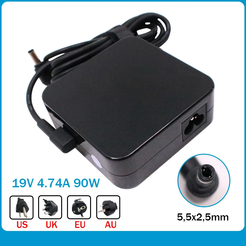 Carregador adaptador de alimentação CA para laptop Asus, 19V, 4.74A, 90W, 5.5x2.5mm, EXA1202YH, K550D, X750JA-DB71, PA-1900-42, PA-1900-30