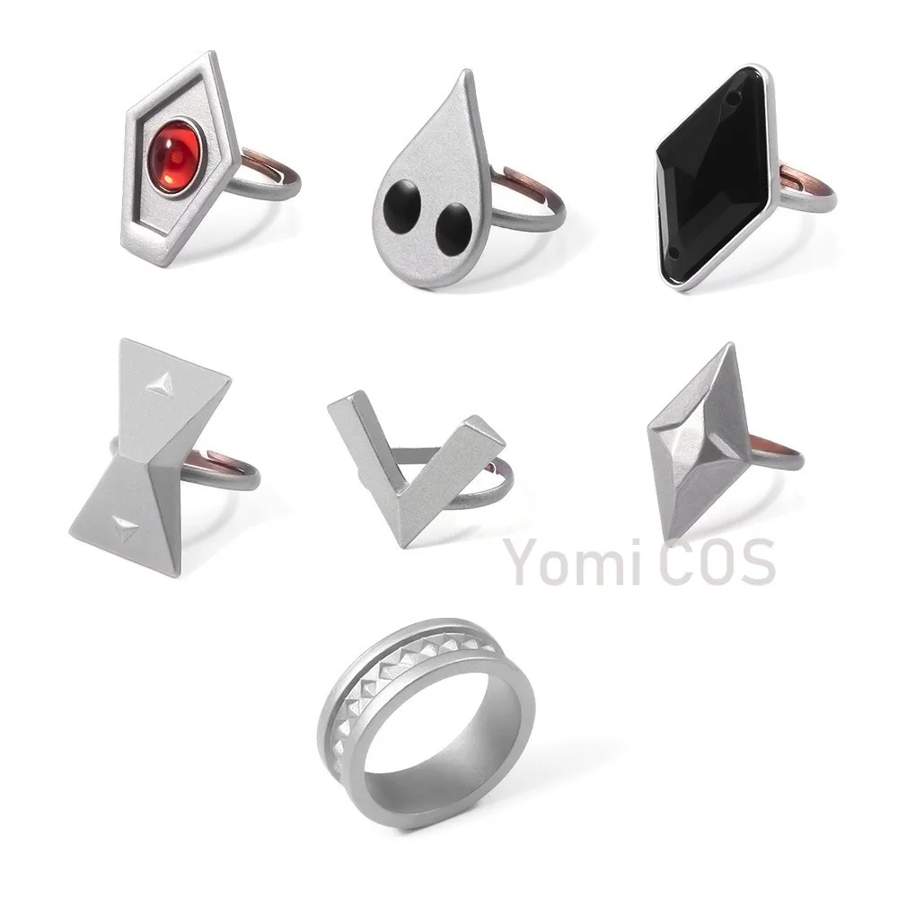 7Pcs Set Genshin Impact Hutao Cosplay Game Accessoires Ringen Props Stage Property Ring Sieraden Project Tekens Rekwisieten Gift