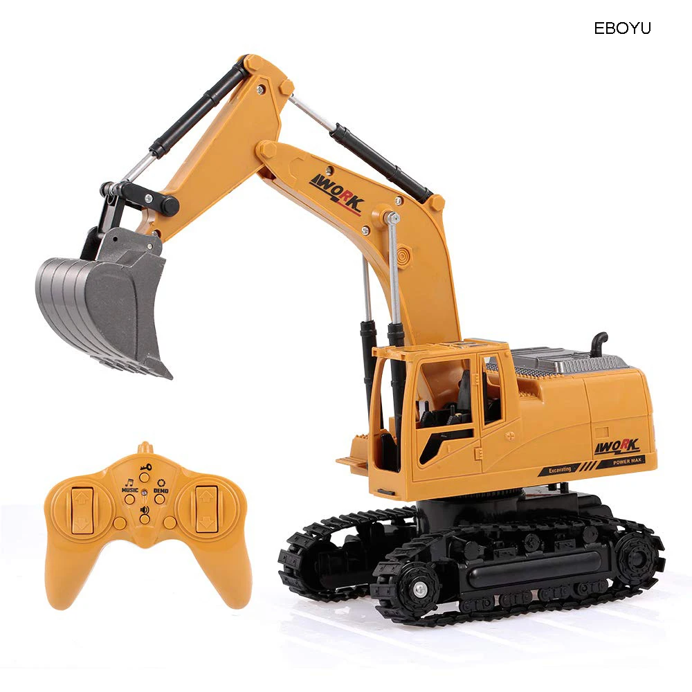 

EBOYU 3853 2.4Ghz 8CH 1:24 RC Excavator Mini RC Truck Alloy Metal Simulated Excavator w/ Music LED Light Gift Toy for Kids