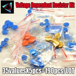 190Pcs/Lot 35ValuesX5Pcs Voltage Dependent Resistor Kit VDR 05D 07D 10D 14D 20D Varistor Pack Assorted SET