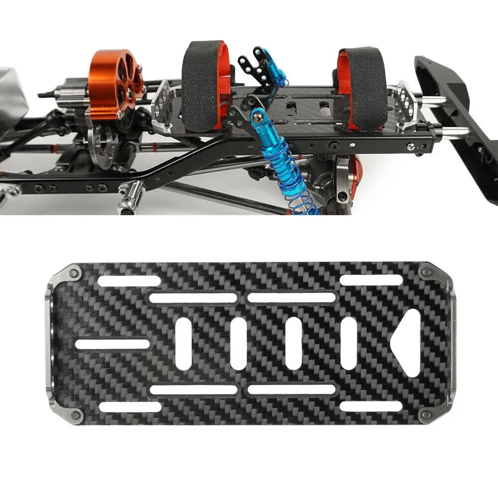 1/10 RC Car Durable Carbon Fiber 2S 3S Battery Mount Plate Tray Bass With Straps&Screws For Axial SCX10