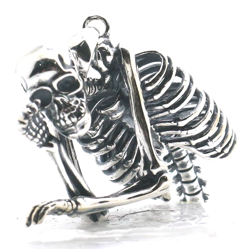 

Mens Boys 925 Silver Evil Demon Biker Skull Pendant Newest