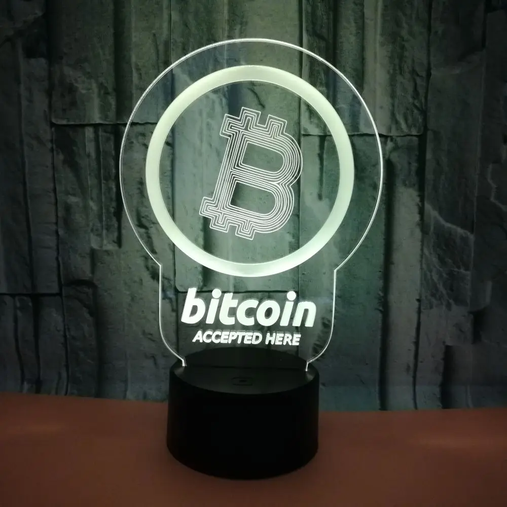 New Custom 16 Colors 3D Bitcoin IR Touch 7 Colors Change Night Light LED Bedroom Illusion Desk Decor Lamp Child Kids Toy