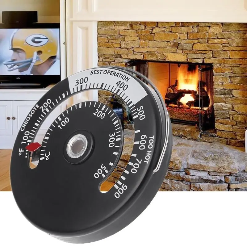 Durable Fireplace Fan Thermometer Aluminum Alloy with Belt Rings For Temperature Measurement of Oven Stove 2023