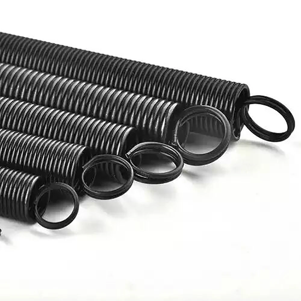 1PCS Durable Quenched Black 65Mn Steel Tension Expanding Spring Double Loop L:300mm