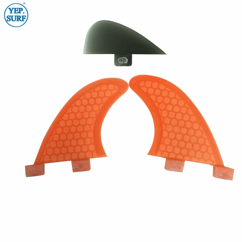 Double Tabs Fin Fin Fin GL with Knubster Centre Kneel, Honeycomb Fibreglass, Surf Fin, Quilhas Surf Rear Fins, Orange Color