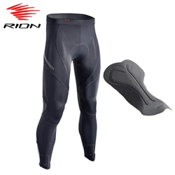 RION Cycling Men's Pants Fleece Thermal Bicycle Tights MTB Mountain Bike Long Pants 5R Pads Downhill 6h Sport Cycling Trousers