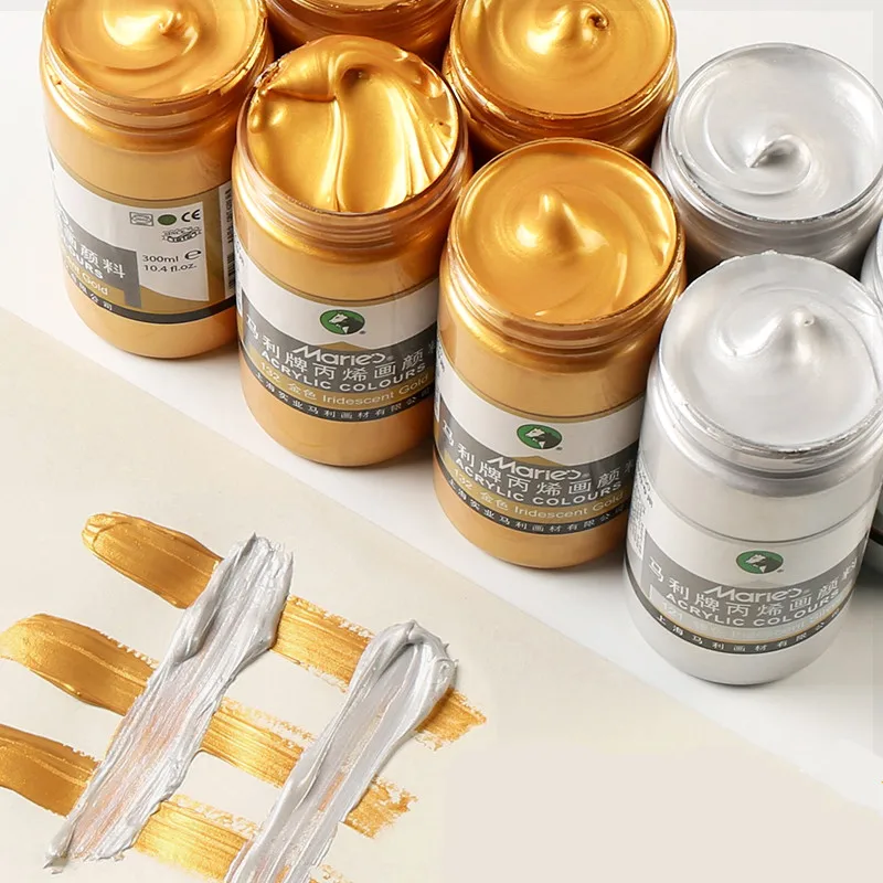 Gold/Silver Bottled Acrylic Paint Pigment Art Painting Silk Screen Printing Mesh Transfer Stencil Ink For DIY Clothes Backpack