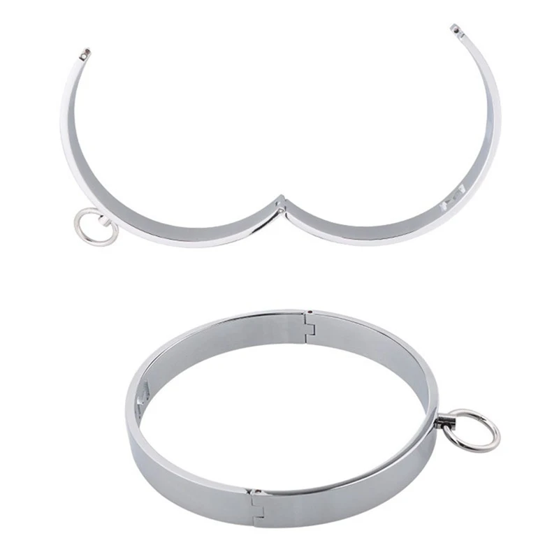 SM Metal Stainless Steel  Neck Collar BDSM Sexy Leash Ring Chain Slave Bondage Toys Role Play Erotic Sex Toys For Women Men