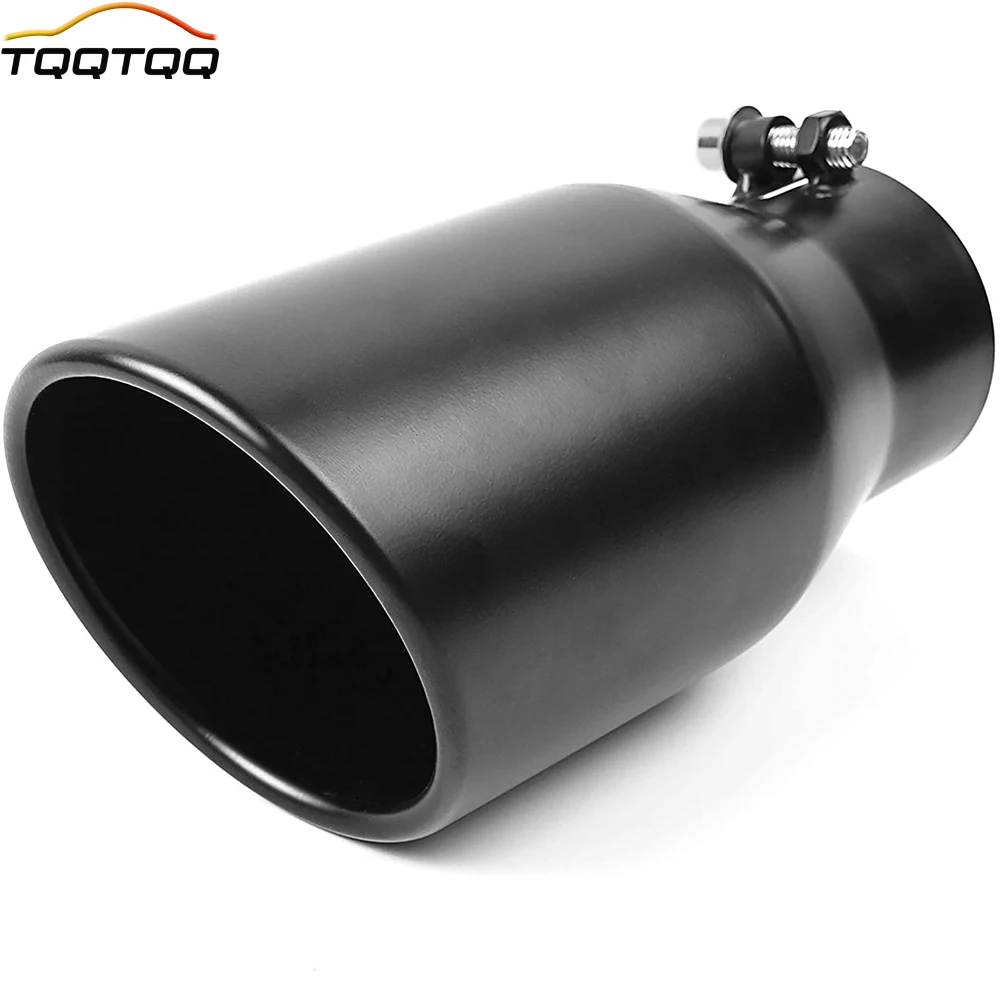 

Exhaust Tip Stainless Steel Tailpipe, 3 Inch Inlet 4.5 Inch Outlet 9 Inch Overall Length Black Paint Surface Exhaust Tip