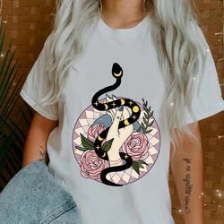 Boho Moon Phases Snake In Hand Colored T-shirt Aesthetic Witch Spiritual Tshirt Vintage Witchy Woman Gothic Graphic Tee Top