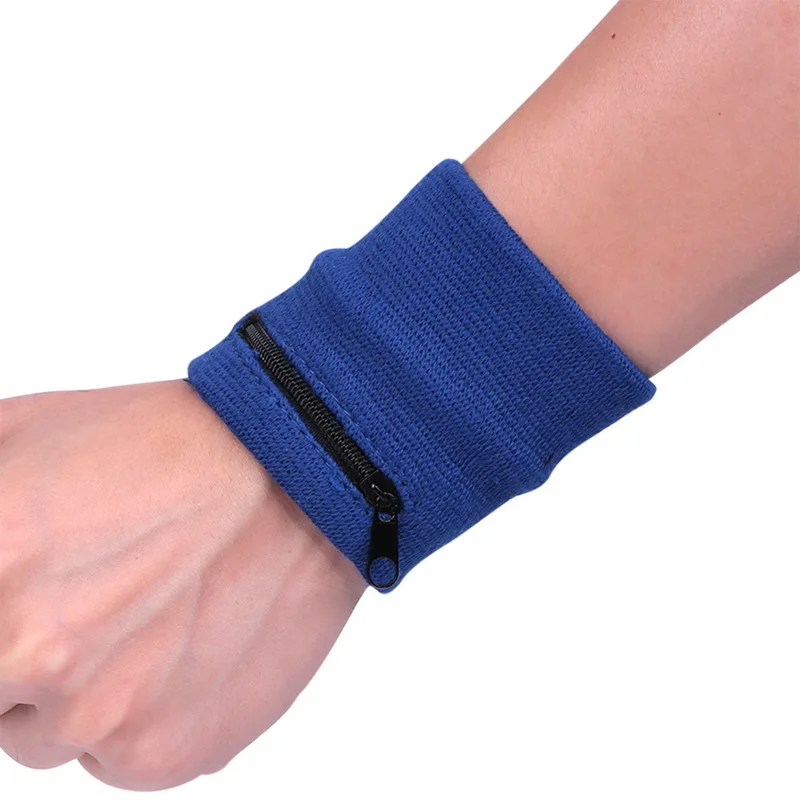 Solid Wristband With Zipper Pocket Sports Yoga Running Armband Breathable Gym Fitness Wrist Support Cycling Safe Storage Bags