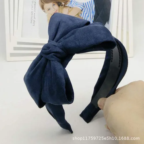 Horquilla de presión de tela antideslizante, diadema dentada de piel de ciervo, lazo de ala ancha de gran tamaño, terciopelo que combina con todo, Color sólido