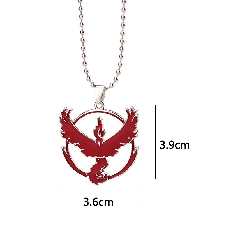 Fashion Jewelry Necklace Anime Metal Team Valor Mystic Instinct Logo Pendant Bead Chain for Fans