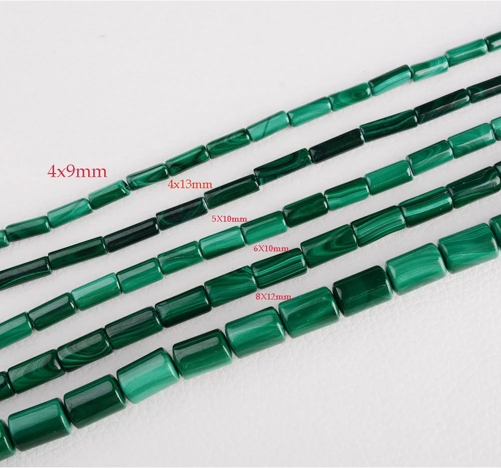 1 strands AA Natural Malachite Round Tube Beads 4x13mm/4X9mm/5X10mm/6X10mm/8X12mm