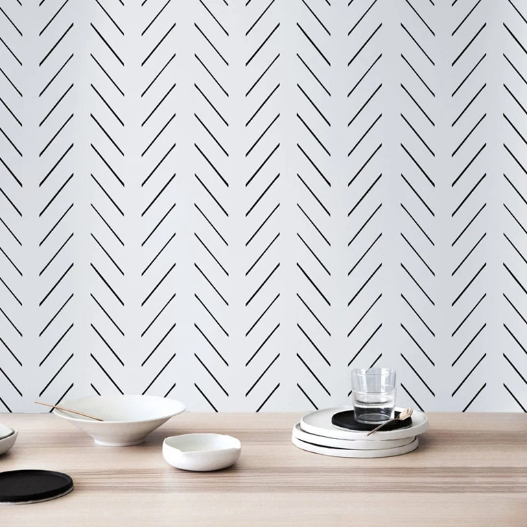 

Bacal Modern Delicate Herringbone 3D Wallpaper in Black and White Scandinavian Design, 5d wallpaper mural home decor paper