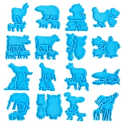 Animal Shaped Keychain Epoxy Resin Mold Key Chain Pendants Silicone Mould DIY Crafts Decorations Casting Tool