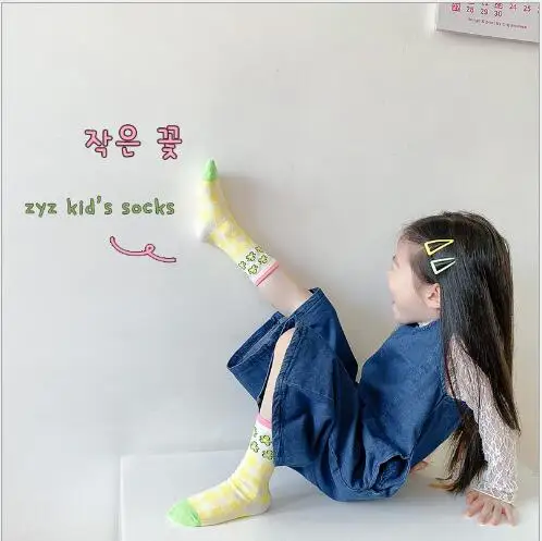 Tukla Babe 2022 autumn and winter plaid small flower baby tube socks boy girl  children socks