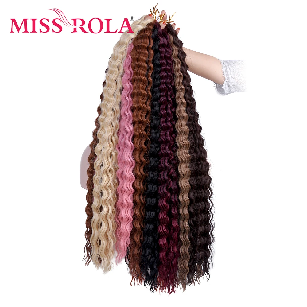 MISS ROLA Synthetic Soft 30 Inch Long Water Wave Crochet Hair Goddess Braiding Hair Natural Wavy Ombre Blonde Hair Extensions