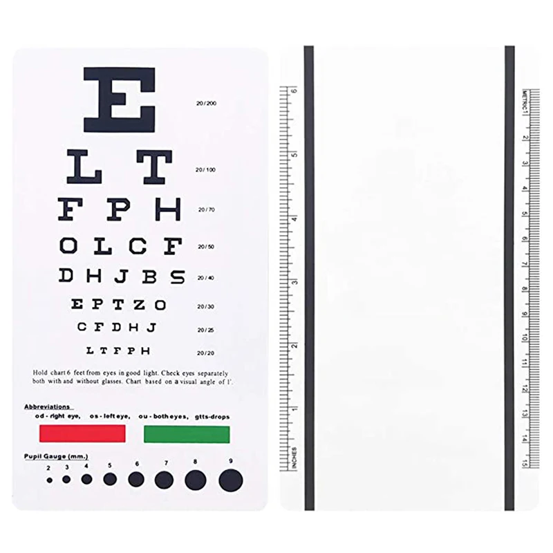 1pc PVC Standardized Eye Chart Visual Testing Chart for Hospital Home 18.5x9.8cm