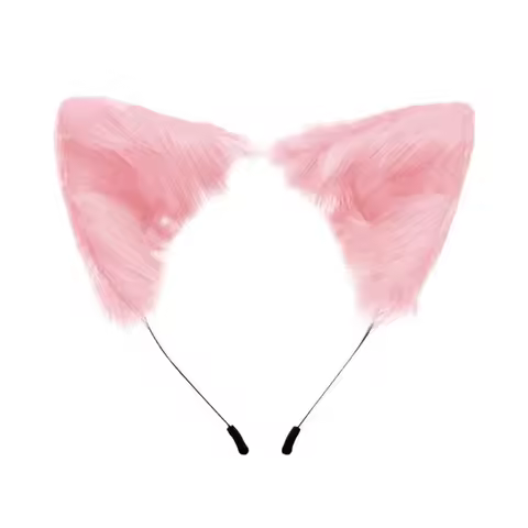 Kawaii Plush Pink Cat Ears Headband Realistic Furry Fluffy Animal Hairband Lolita Cosplay Fox Anime Costume Hair Accessories