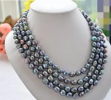 

free shipping fine jewelry Long 60" NATURE BLACK BAROQUE freshwater pearl necklace