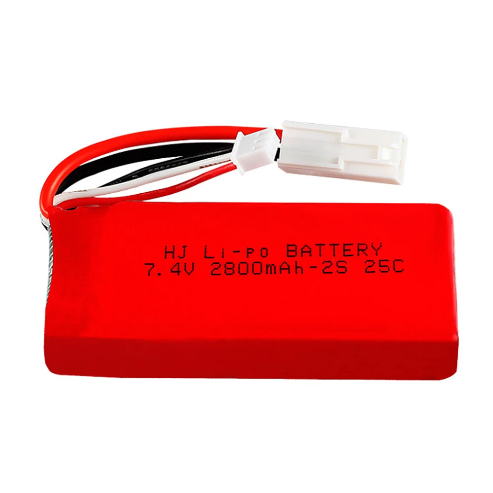 2pcs 7.4v 2800mAh 25C Lipo Battery  for Feilun FT009 144001 RC Boat Car Spare Parts with EL-2P Plug RC Toys Battery Charger Set