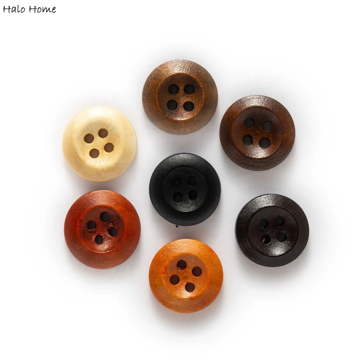 4 Hole 7 Colors Round Wooden Buttons Sewing Scrapbook Clothing Crafts Gift Jacket Blazer Sweaters Handwork Accessories 10-25mm