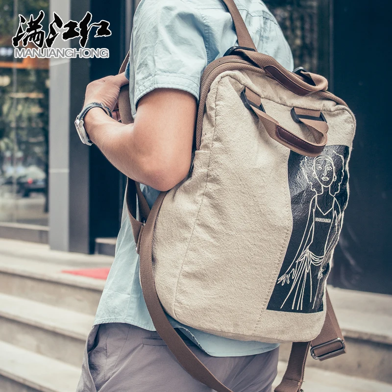 Large Capacity Canvas Rucksack Man Travel School Bag Mountaineering Backpack Male travel Bucket Shoulder Bags Men Backpack